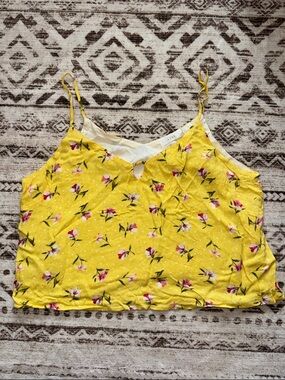 Yellow Floral Spaghetti Strap Cami Top